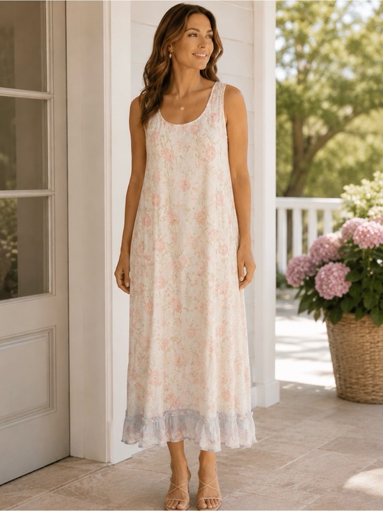 Studio 1940 Dresses & Skirts - Studio 1940 Women’s 18W Pastel Floral Sleeveless Maxi Dress Ruffle Hem